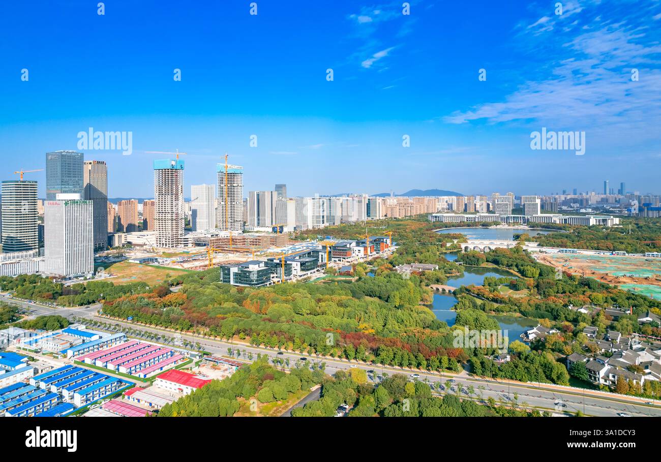 Cityscape of Wuxi City, Jiangsu Province, China Stock Photo