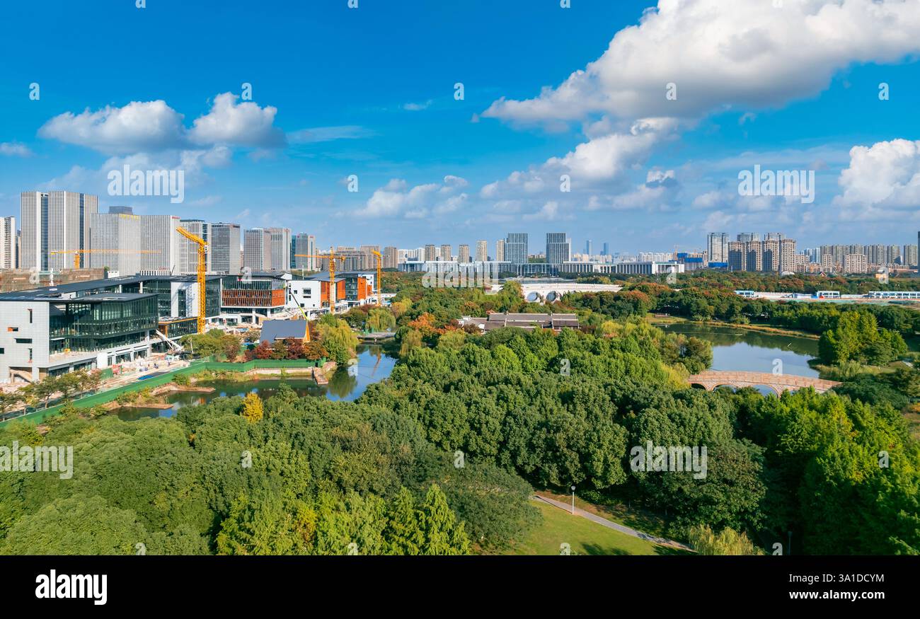 Cityscape of Wuxi City, Jiangsu Province, China Stock Photo