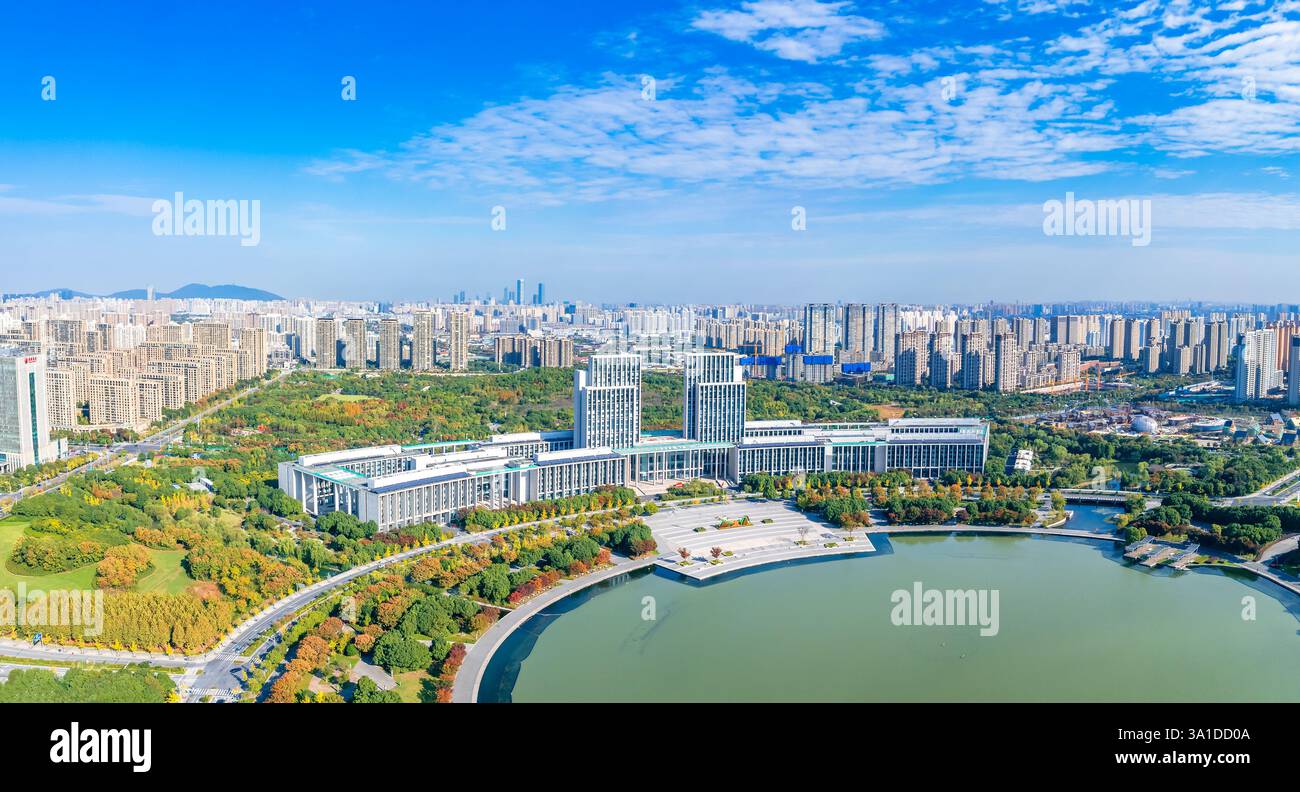 Cityscape of Wuxi City, Jiangsu Province, China Stock Photo