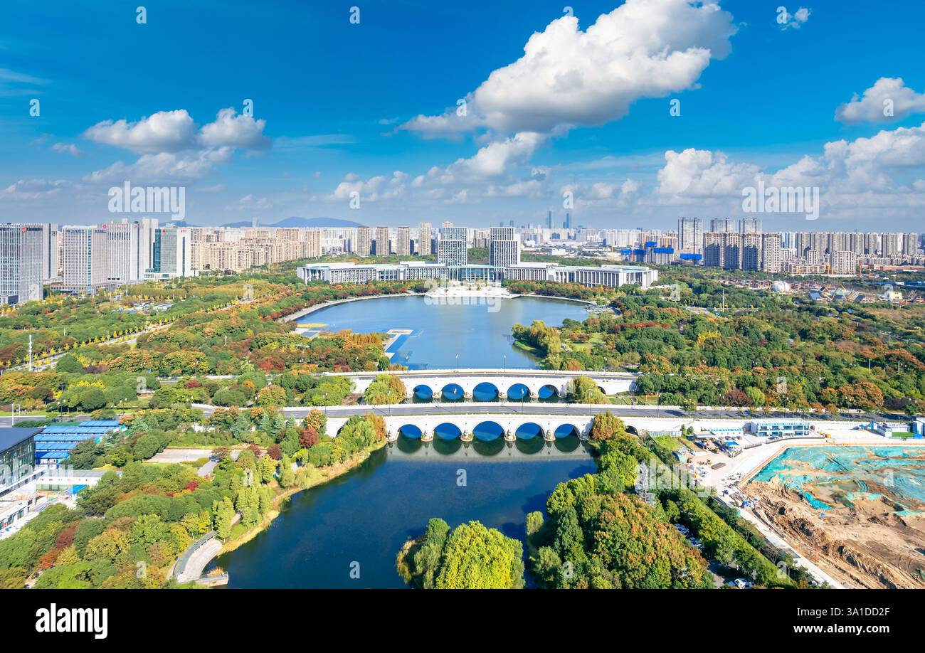Cityscape of Wuxi City, Jiangsu Province, China Stock Photo