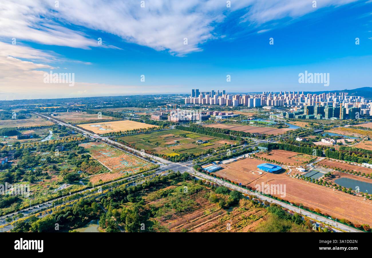 Cityscape of Wuxi City, Jiangsu Province, China Stock Photo