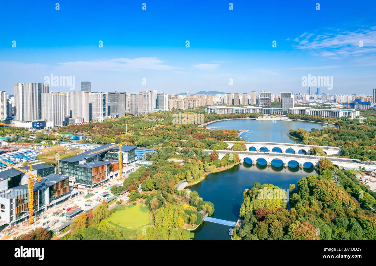 Cityscape of Wuxi City, Jiangsu Province, China Stock Photo