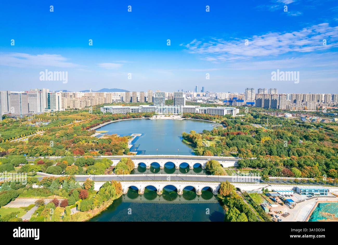 Cityscape of Wuxi City, Jiangsu Province, China Stock Photo