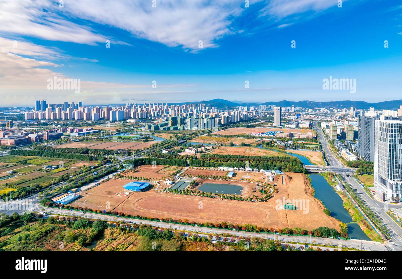 Cityscape of Wuxi City, Jiangsu Province, China Stock Photo