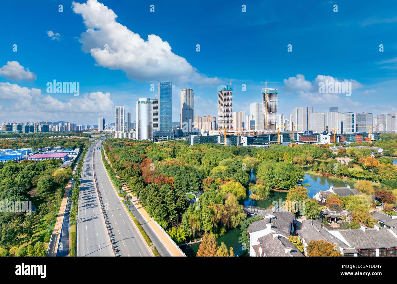 Cityscape of Wuxi City, Jiangsu Province, China Stock Photo
