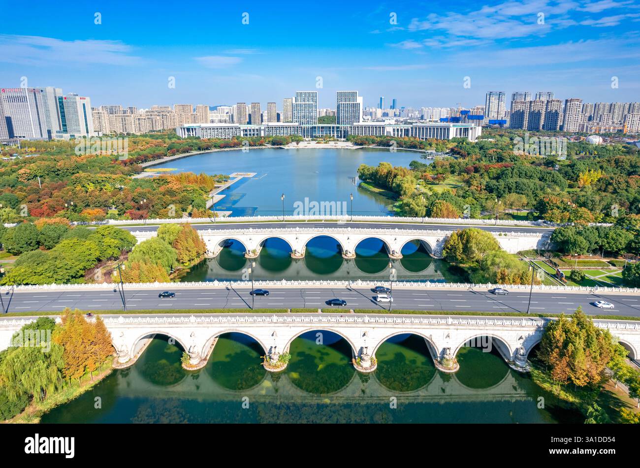 Cityscape of Wuxi City, Jiangsu Province, China Stock Photo