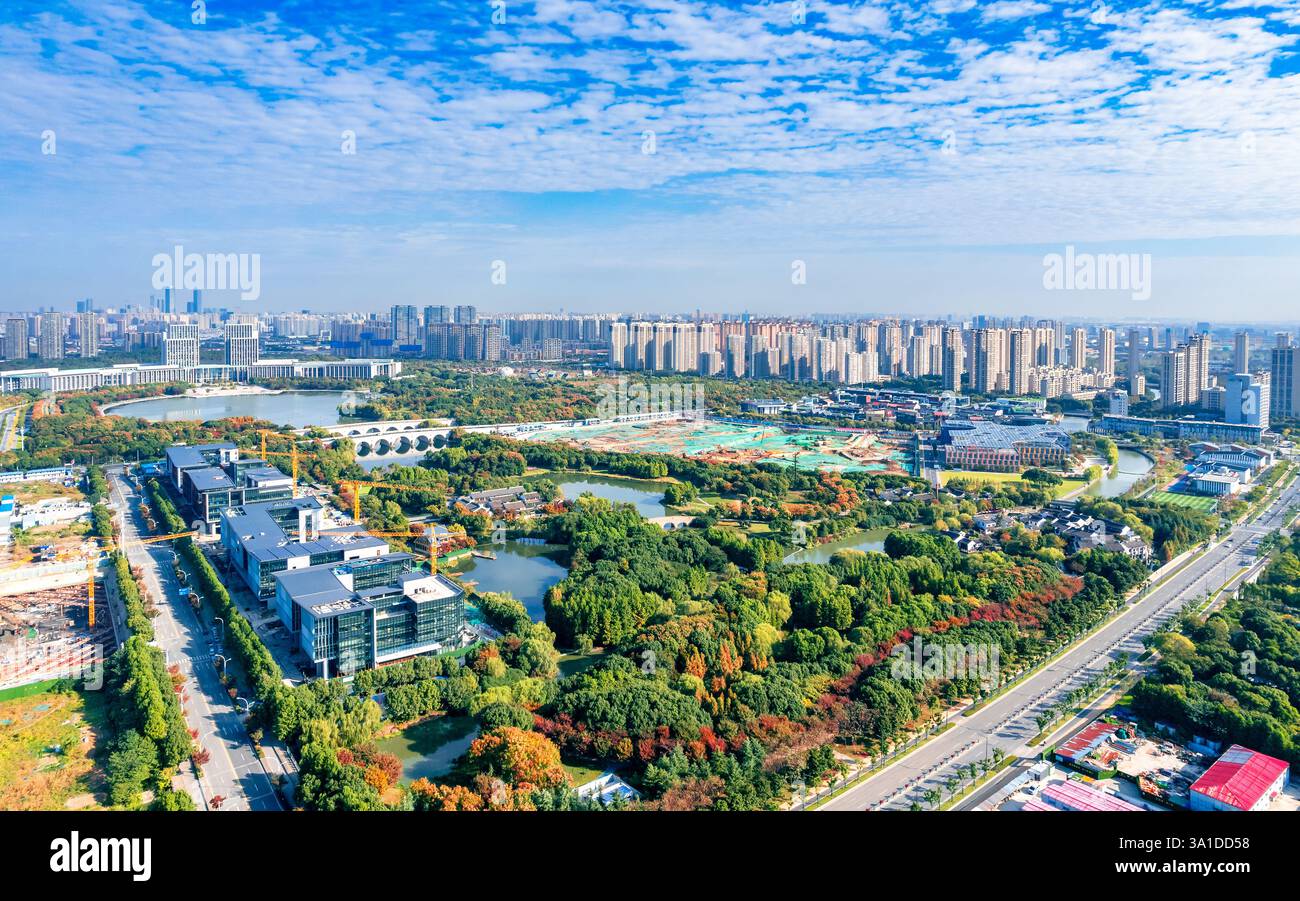 Cityscape of Wuxi City, Jiangsu Province, China Stock Photo