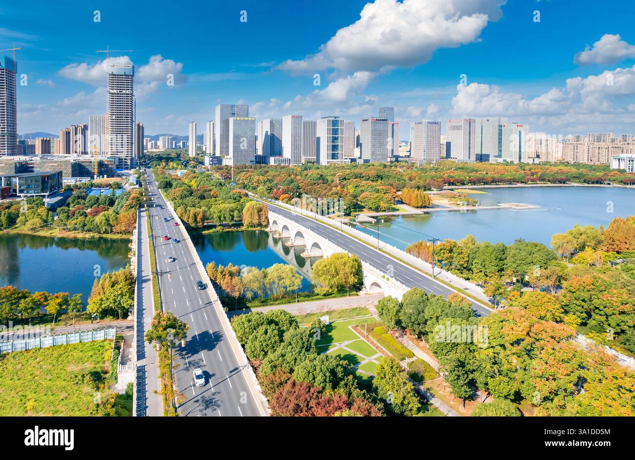Cityscape of Wuxi City, Jiangsu Province, China Stock Photo