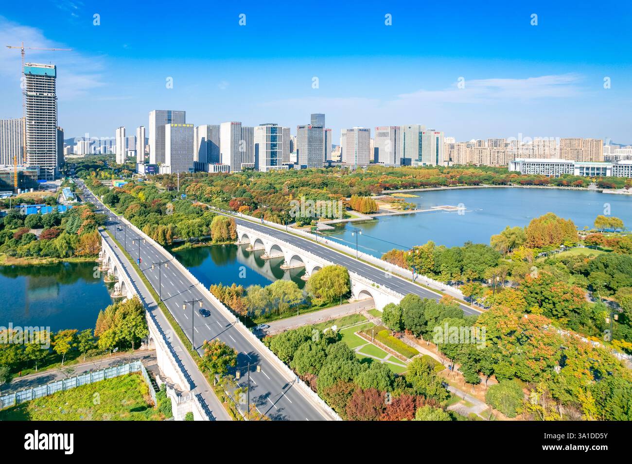 Cityscape of Wuxi City, Jiangsu Province, China Stock Photo