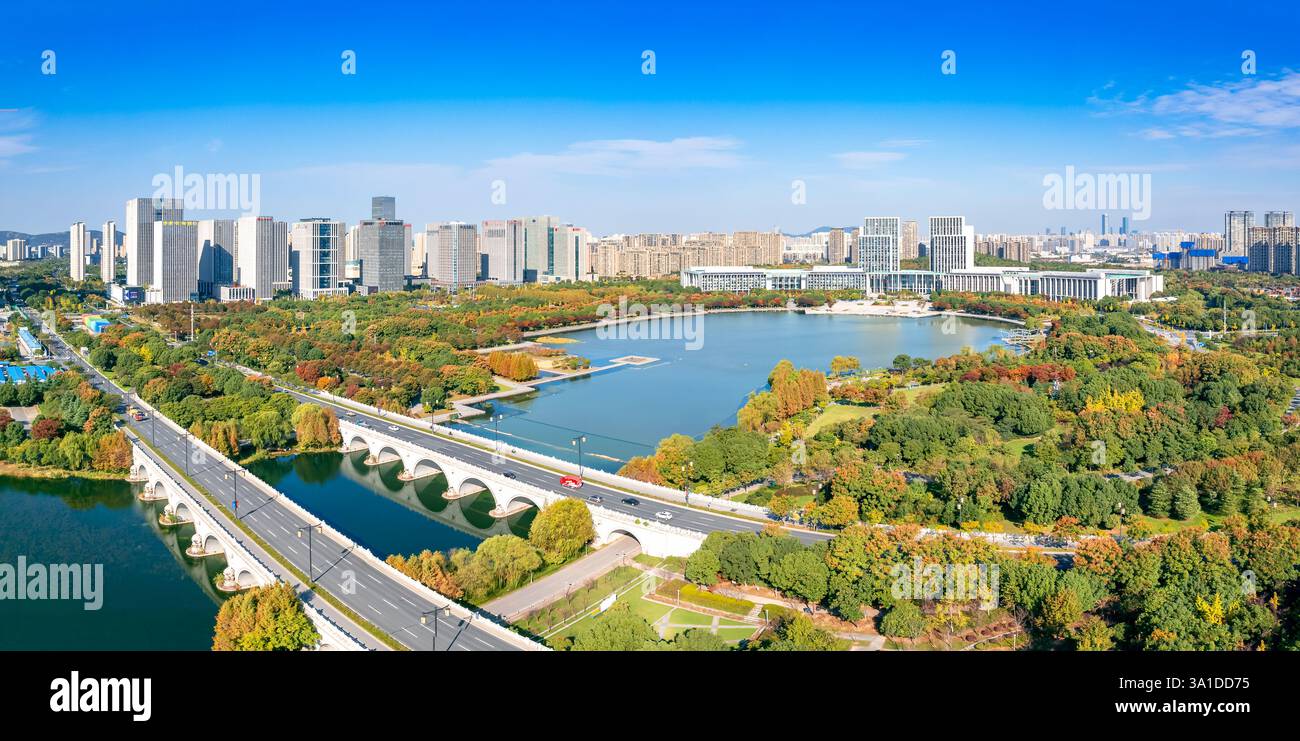 Cityscape of Wuxi City, Jiangsu Province, China Stock Photo