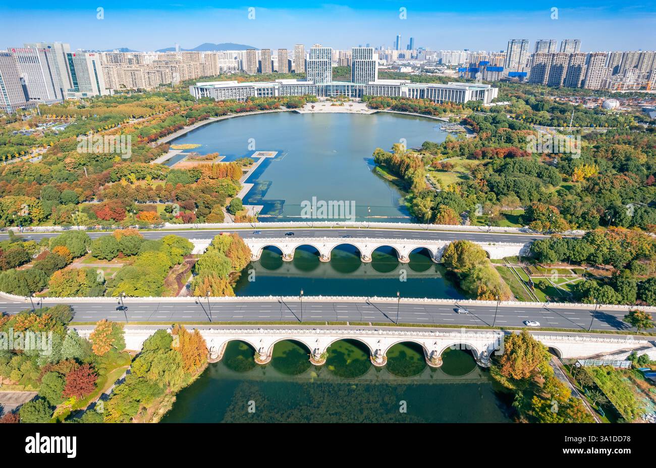 Cityscape of Wuxi City, Jiangsu Province, China Stock Photo