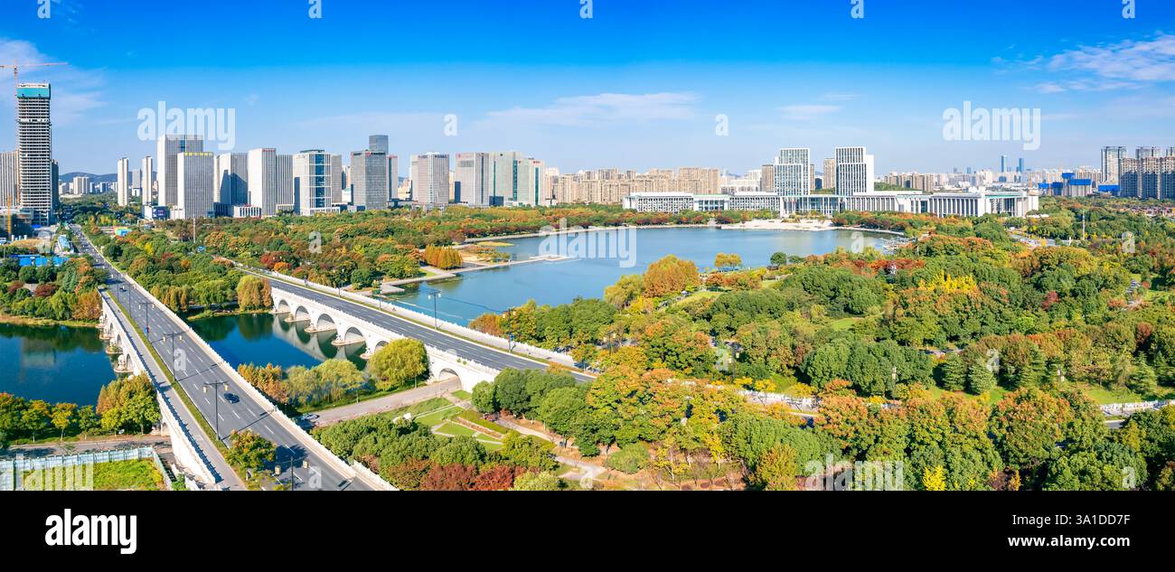 Cityscape of Wuxi City, Jiangsu Province, China Stock Photo