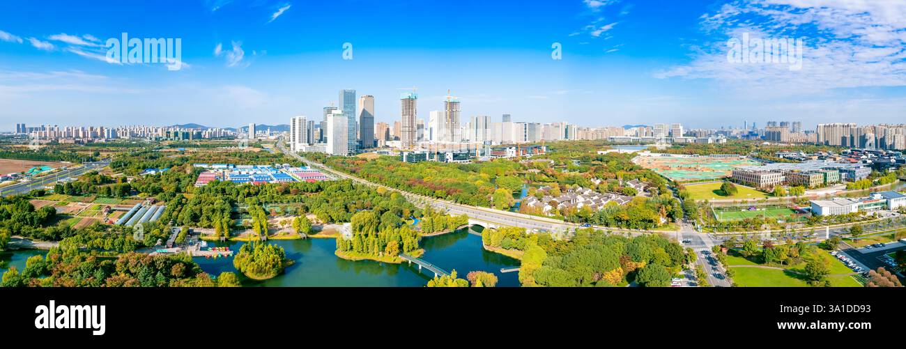 Cityscape of Wuxi City, Jiangsu Province, China Stock Photo