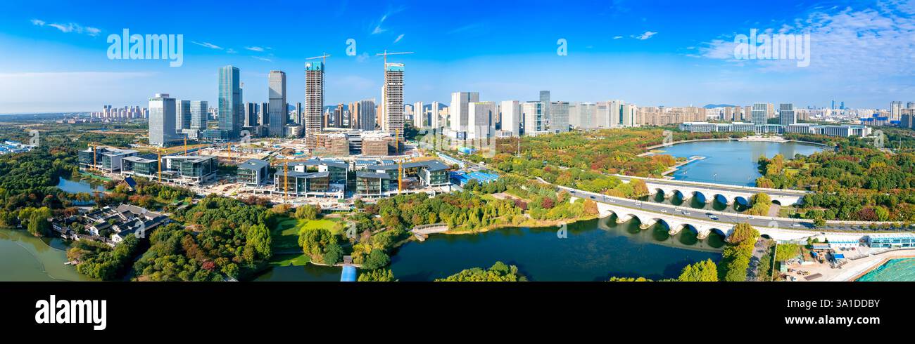 Cityscape of Wuxi City, Jiangsu Province, China Stock Photo