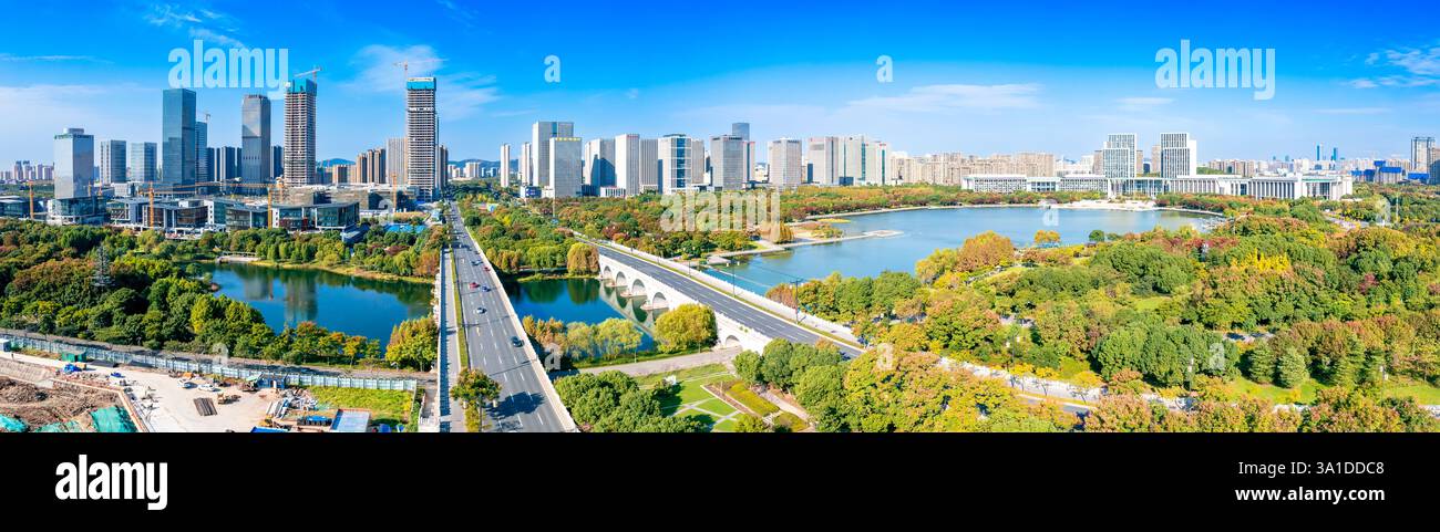 Cityscape of Wuxi City, Jiangsu Province, China Stock Photo