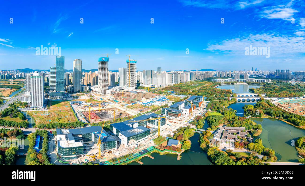 Cityscape of Wuxi City, Jiangsu Province, China Stock Photo