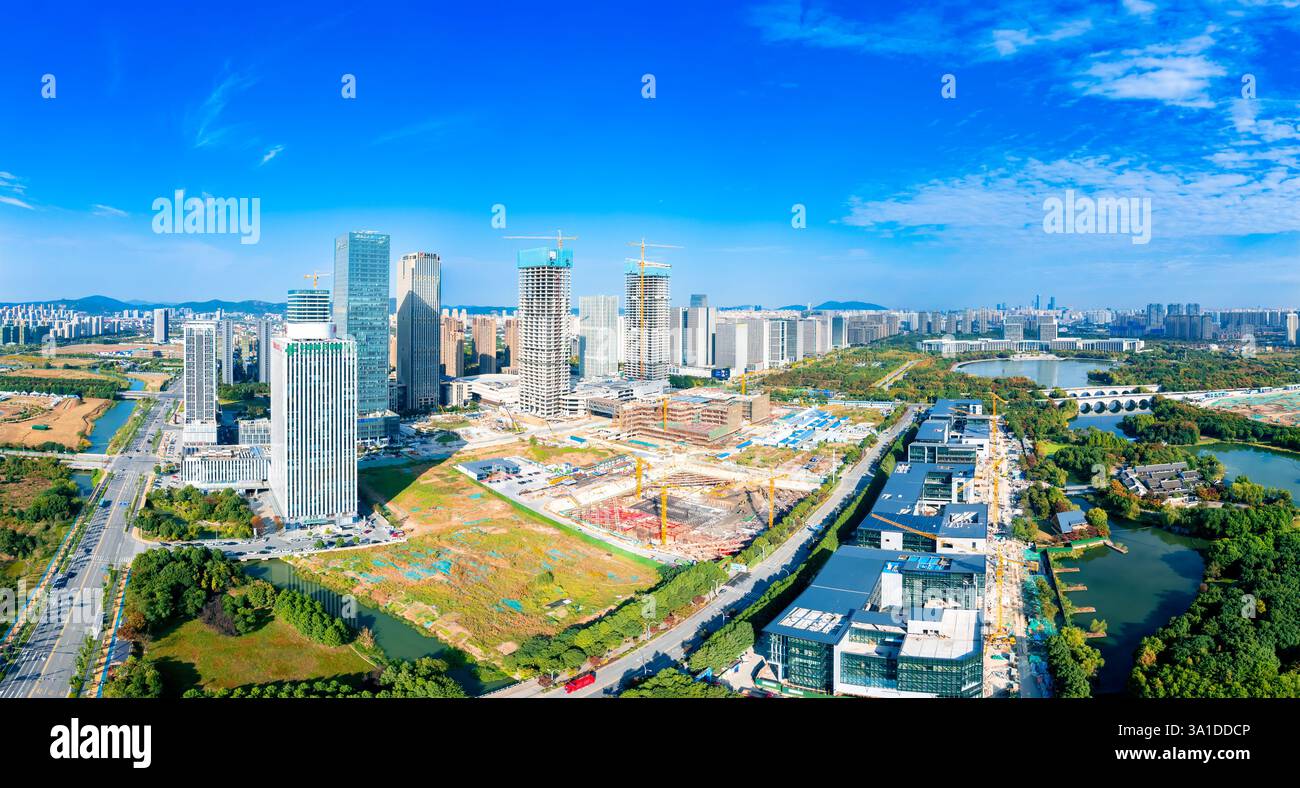 Cityscape of Wuxi City, Jiangsu Province, China Stock Photo