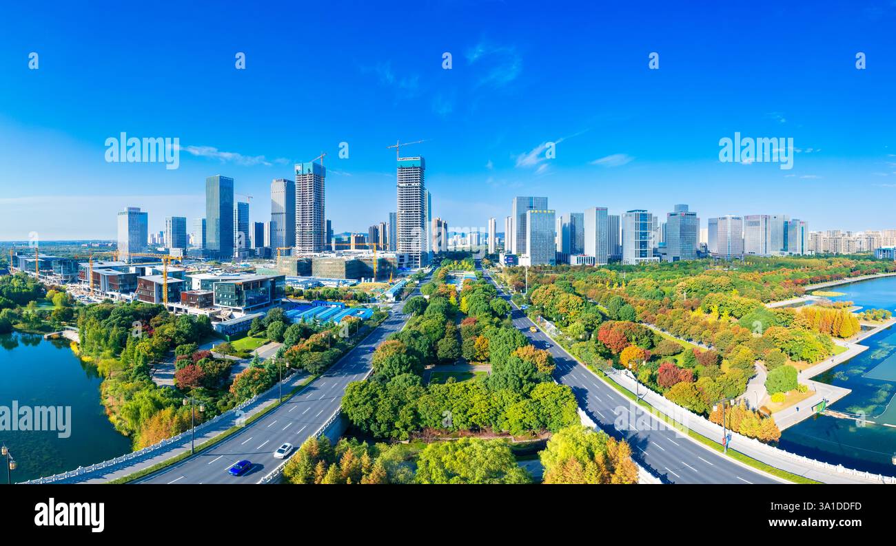 Cityscape of Wuxi City, Jiangsu Province, China Stock Photo