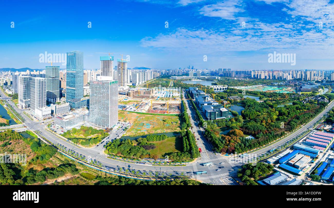 Cityscape of Wuxi City, Jiangsu Province, China Stock Photo