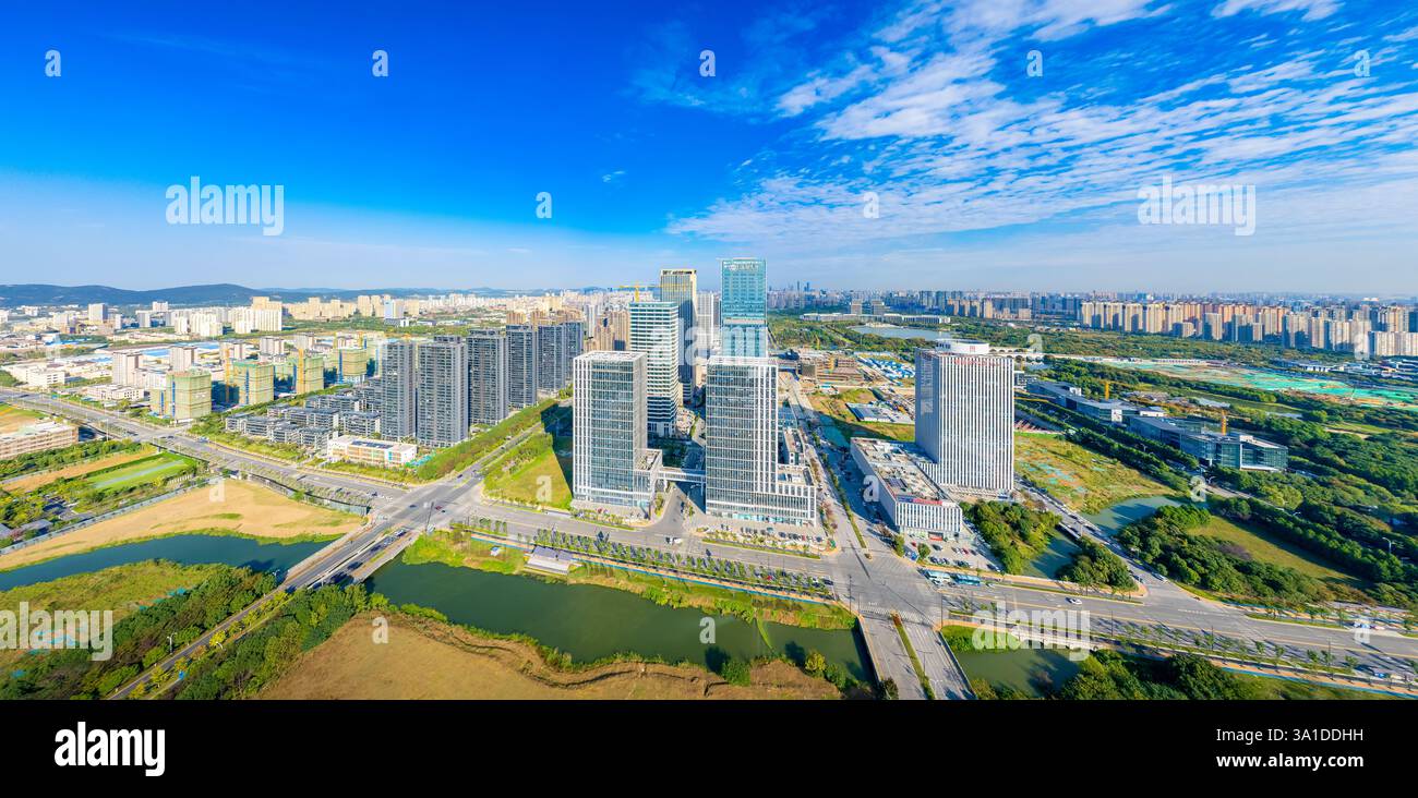 Cityscape of Wuxi City, Jiangsu Province, China Stock Photo