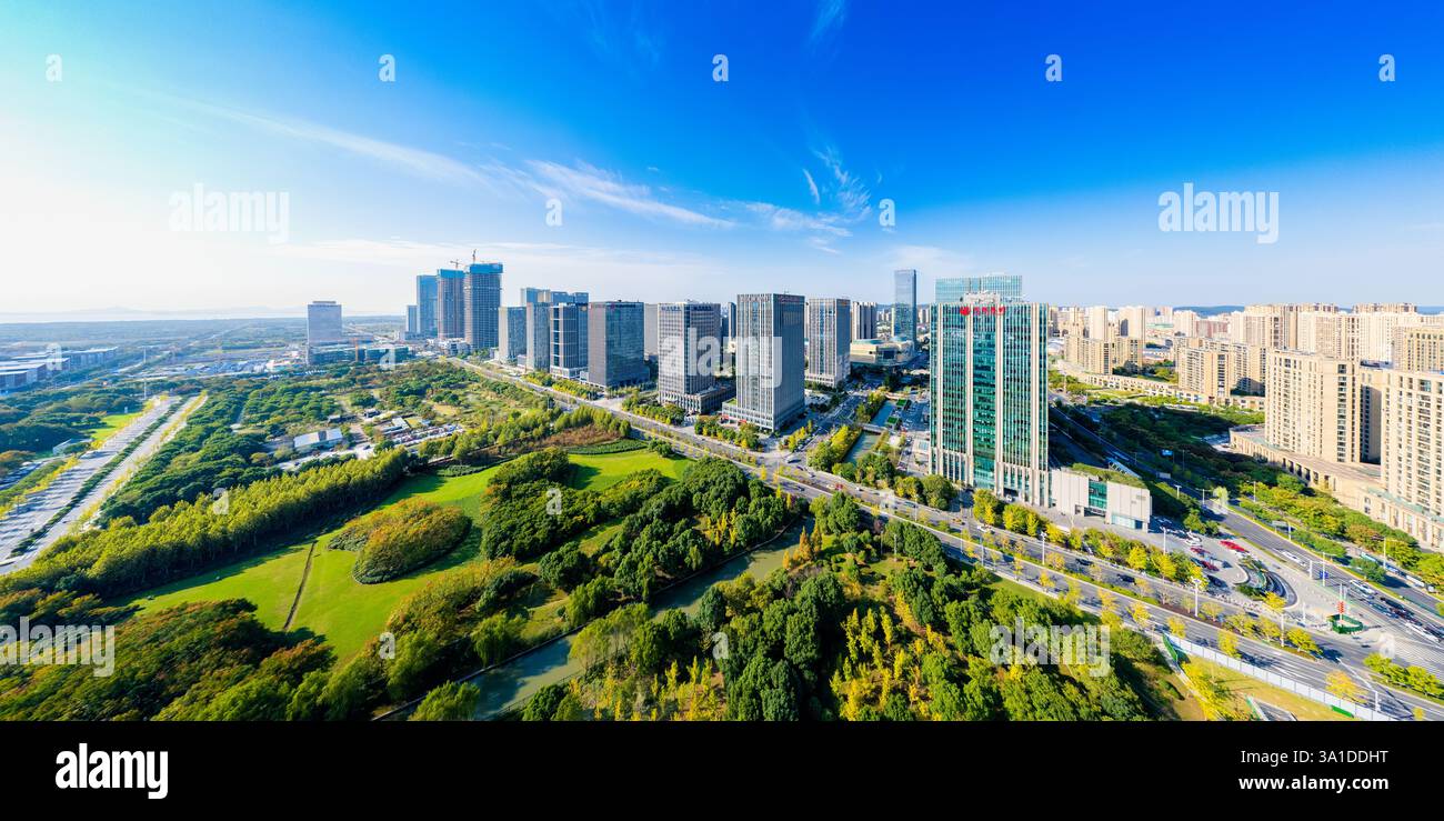 Cityscape of Wuxi City, Jiangsu Province, China Stock Photo