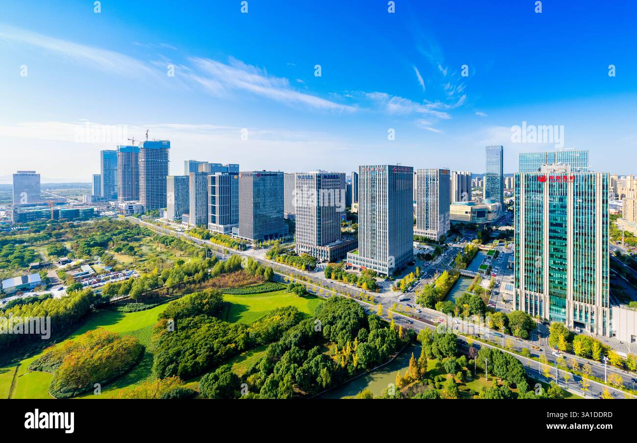 Cityscape of Wuxi City, Jiangsu Province, China Stock Photo