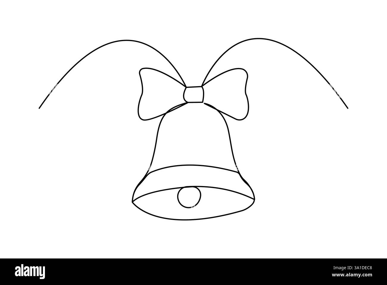 Continuous one line drawing of Christmas bell outline vector icon Stock ...