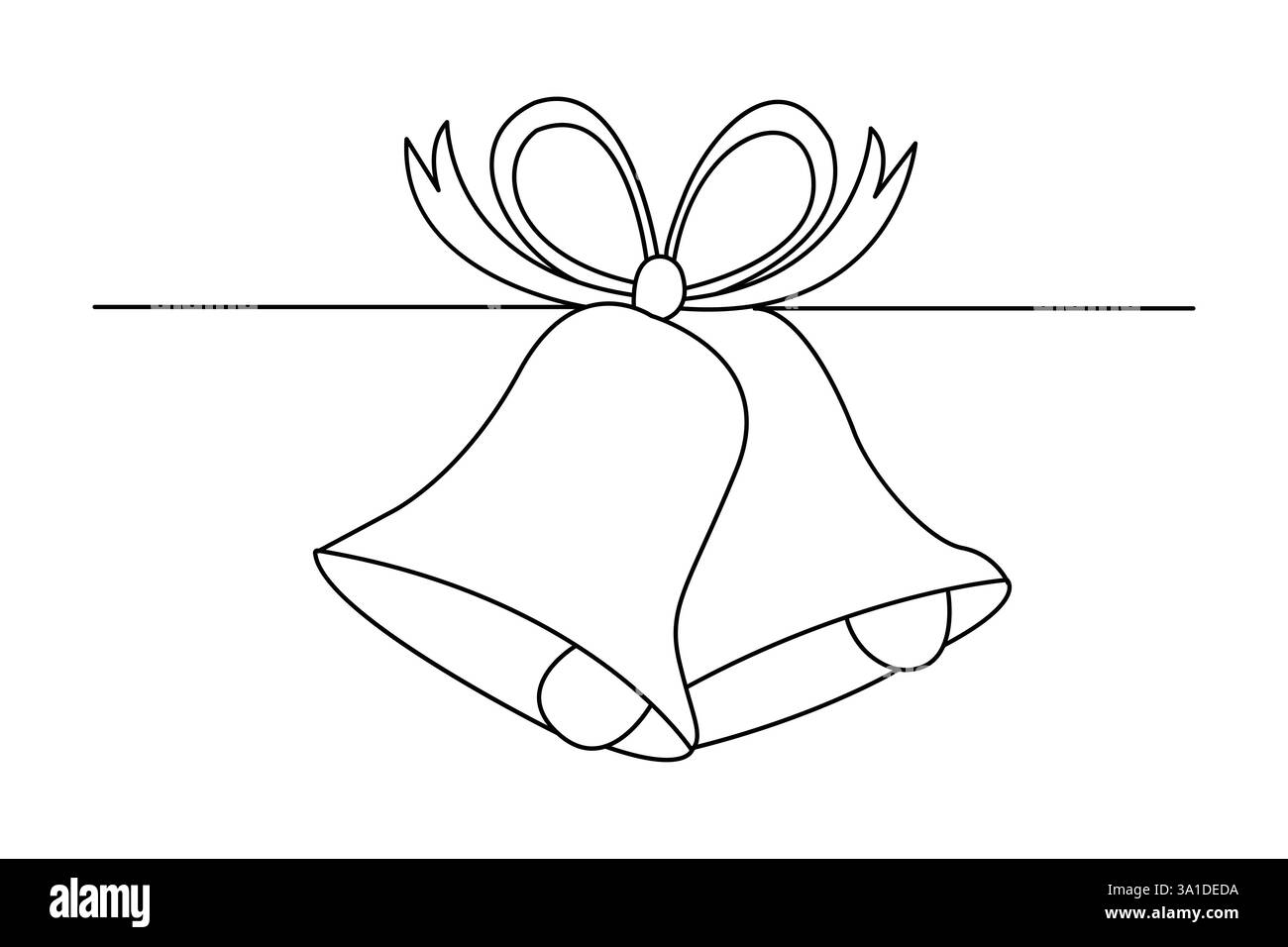 Continuous one line drawing of Christmas bell outline vector icon Stock ...