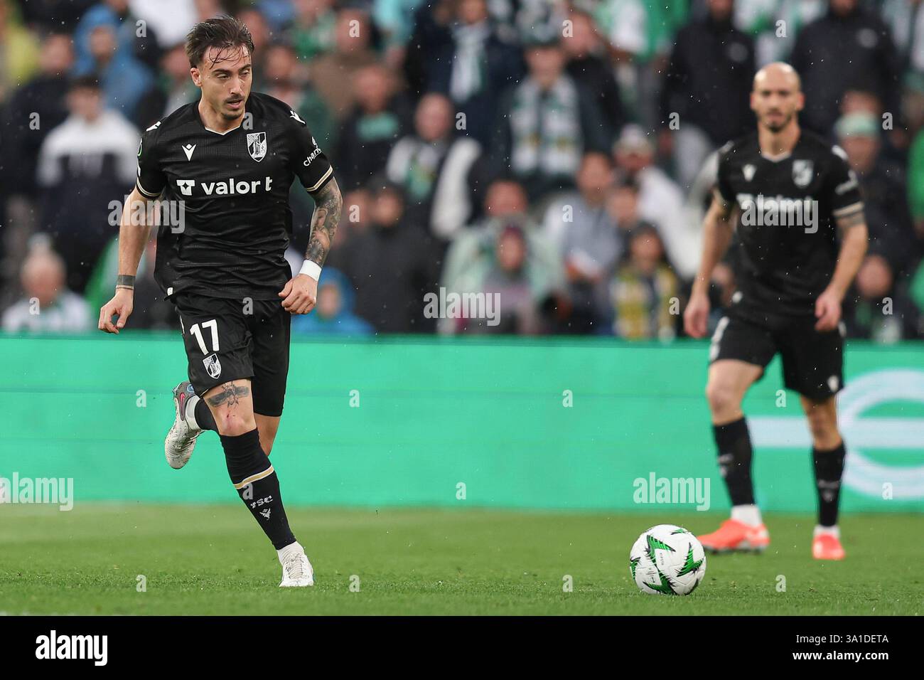 Joao Mendes of Vitoria Guimaraes SC  during the UEFA Conference League, round of 16 match, between Real Betis and Vitoria Guimaraes played at Benito Villamarin Stadium on March 06, 2025 in Sevilla, Spain. (Photo by Antonio Pozo / PRESSINPHOTO) Stock Photo