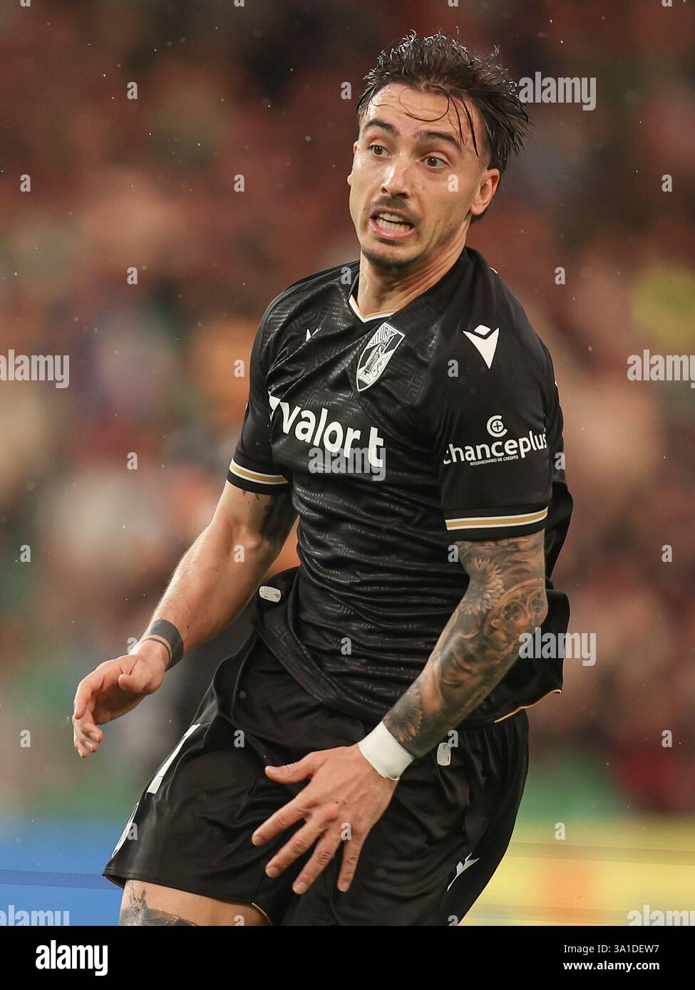 Joao Mendes of Vitoria Guimaraes SC  during the UEFA Conference League, round of 16 match, between Real Betis and Vitoria Guimaraes played at Benito Villamarin Stadium on March 06, 2025 in Sevilla, Spain. (Photo by Antonio Pozo / PRESSINPHOTO) Stock Photo