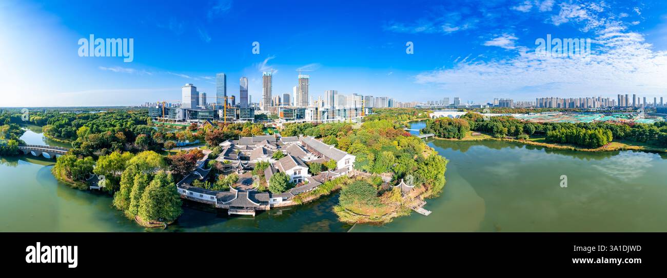 Urban environment of Shangxian River Wetland Park, Wuxi City, Jiangsu Province, China Stock Photo