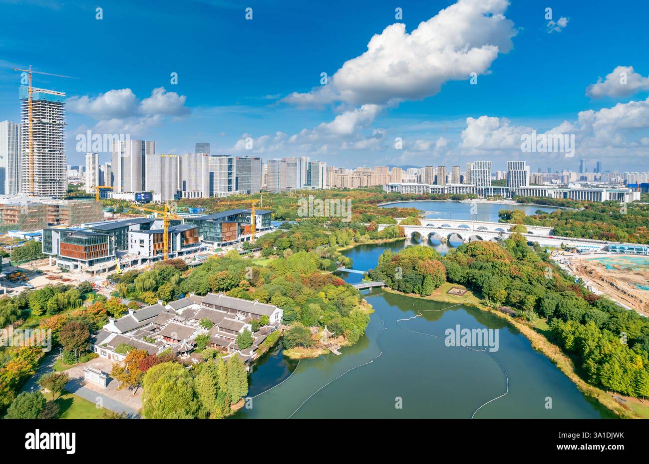 Urban environment of Shangxian River Wetland Park, Wuxi City, Jiangsu Province, China Stock Photo