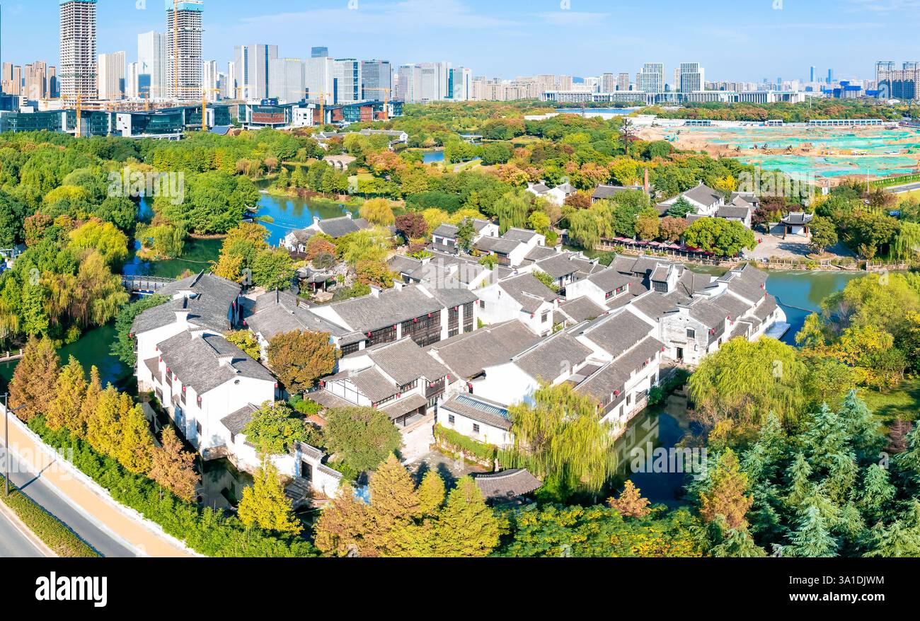 Urban environment of Shangxian River Wetland Park, Wuxi City, Jiangsu Province, China Stock Photo