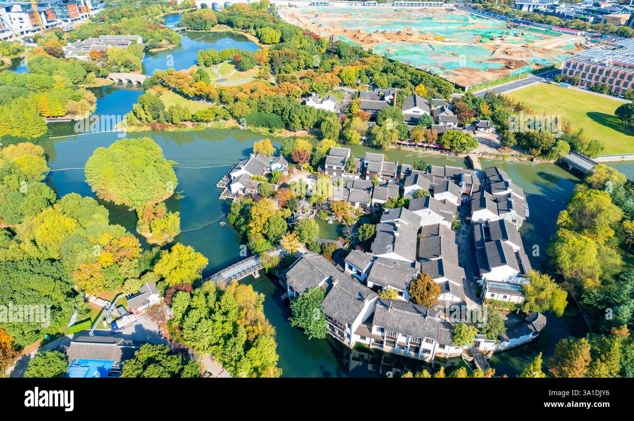 Urban environment of Shangxian River Wetland Park, Wuxi City, Jiangsu Province, China Stock Photo