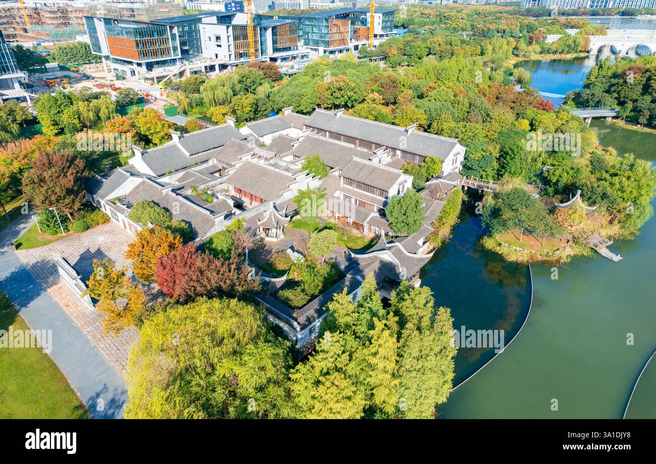 Urban environment of Shangxian River Wetland Park, Wuxi City, Jiangsu Province, China Stock Photo