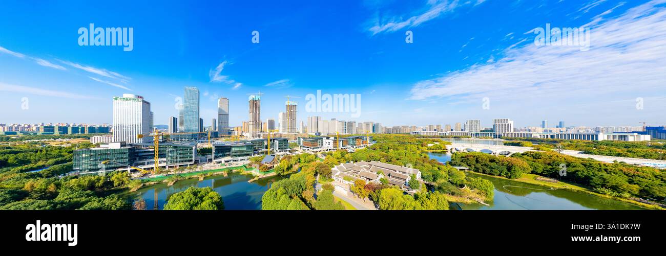 Urban environment of Shangxian River Wetland Park, Wuxi City, Jiangsu Province, China Stock Photo