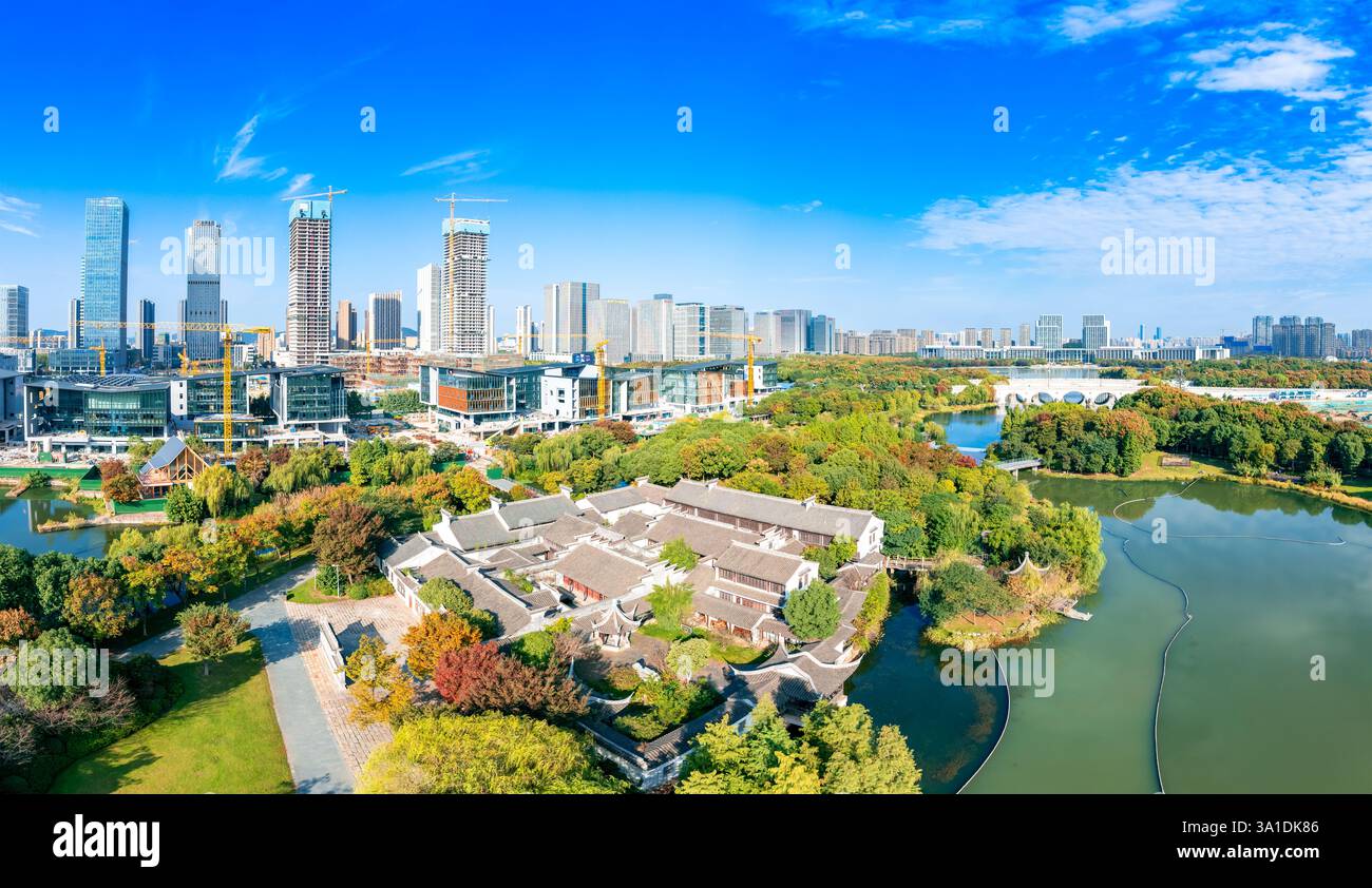 Urban environment of Shangxian River Wetland Park, Wuxi City, Jiangsu Province, China Stock Photo