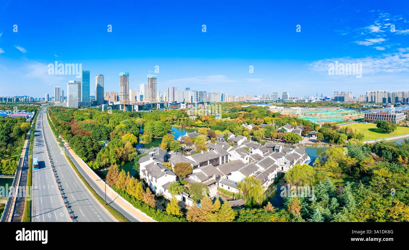 Urban environment of Shangxian River Wetland Park, Wuxi City, Jiangsu Province, China Stock Photo