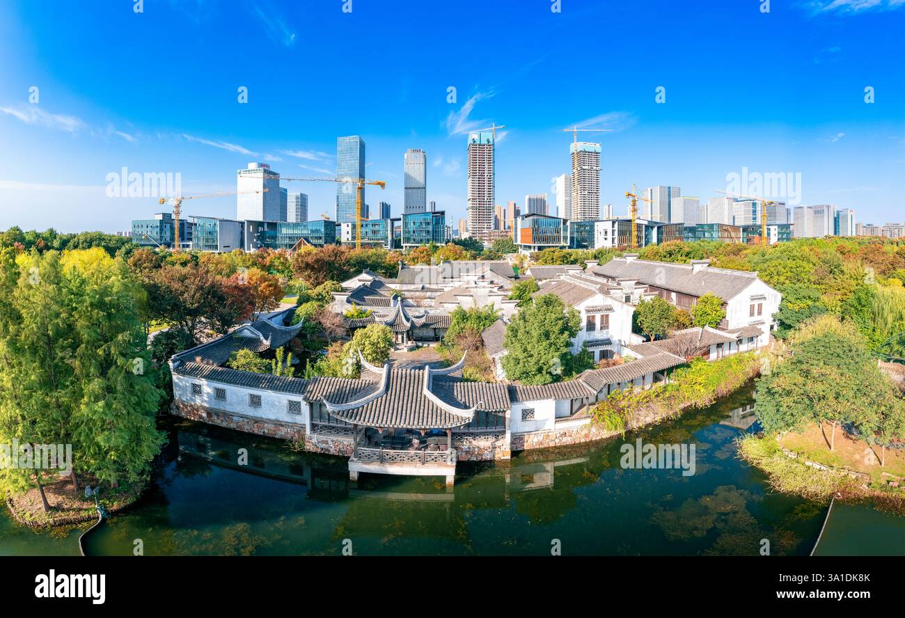 Urban environment of Shangxian River Wetland Park, Wuxi City, Jiangsu Province, China Stock Photo