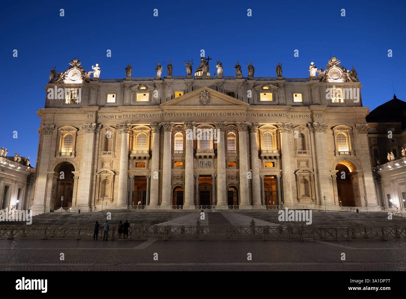 Saint Peter Rennaissance Papal Basilica of Saint Peter illuminated at night in Vatican City ...