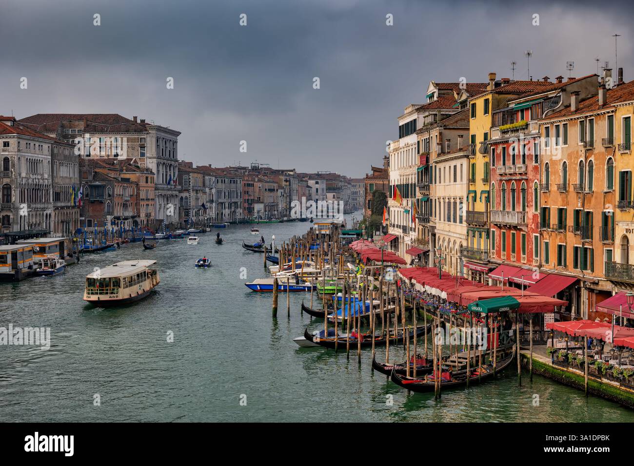 City center of Venice in Italy. The Grand Canal as seen from the Rialto ...