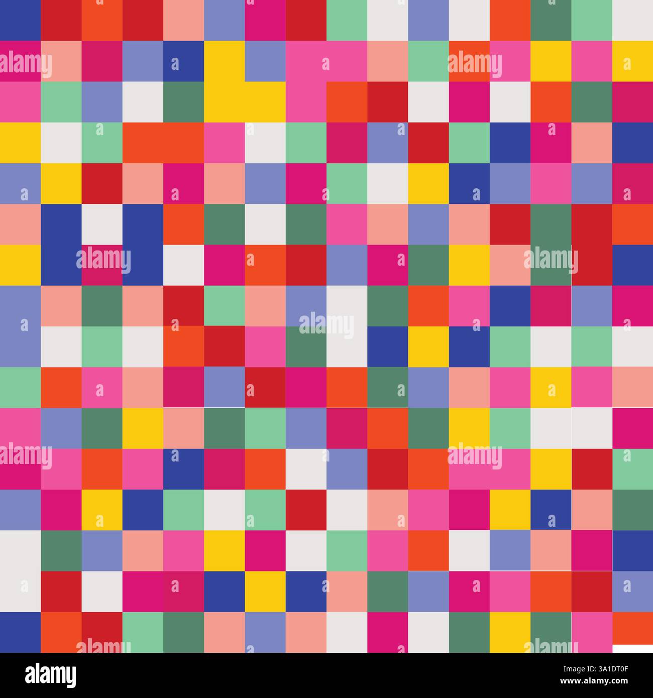 Rainbow Checkerboard retro colours vector seamless pattern. Geometric abstract background. Checkered surface design. Good for print, wrapping paper Stock Vector