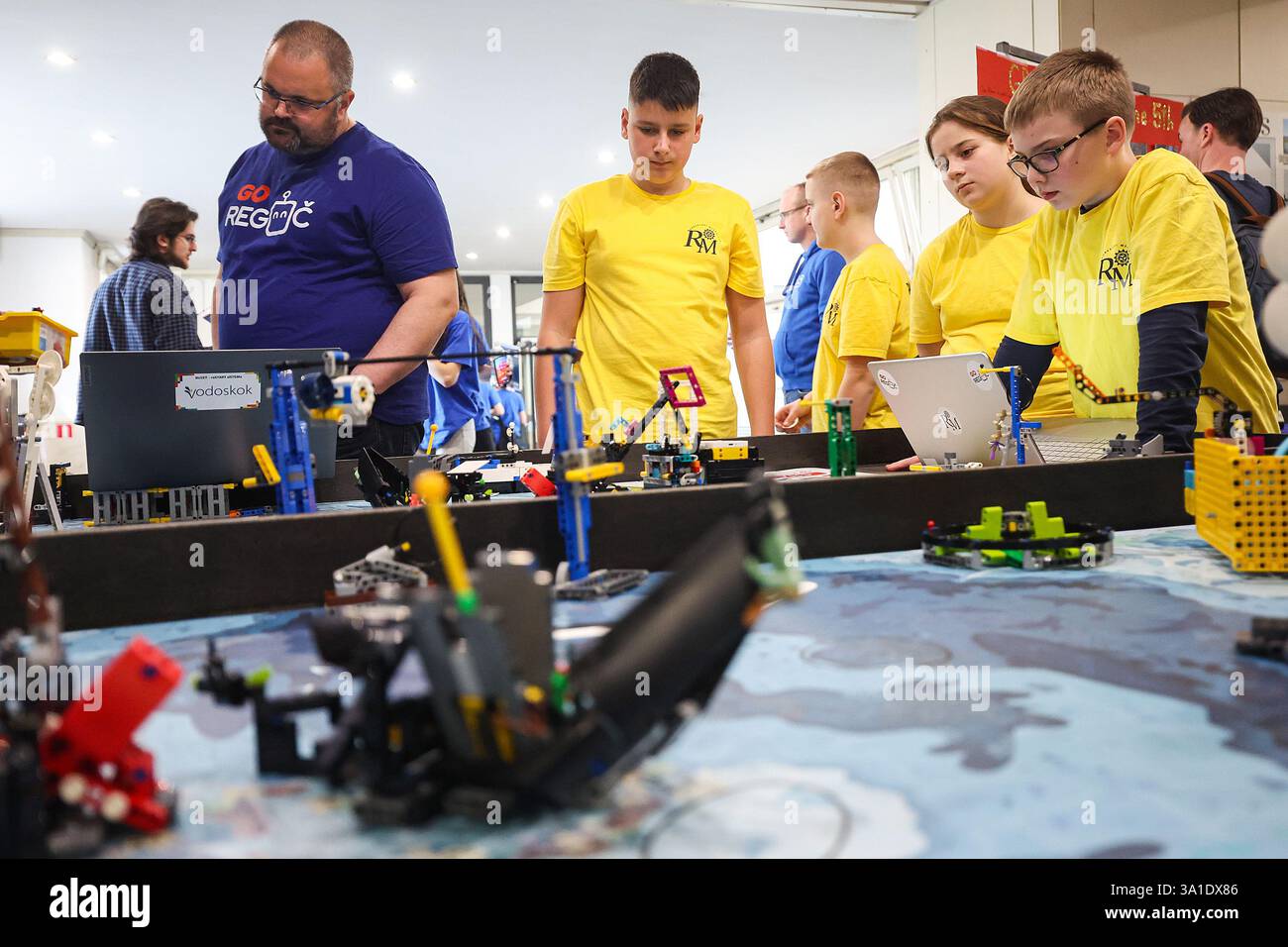 Teams compete during a First Lego League (FLL) Tournament in Zagreb ...