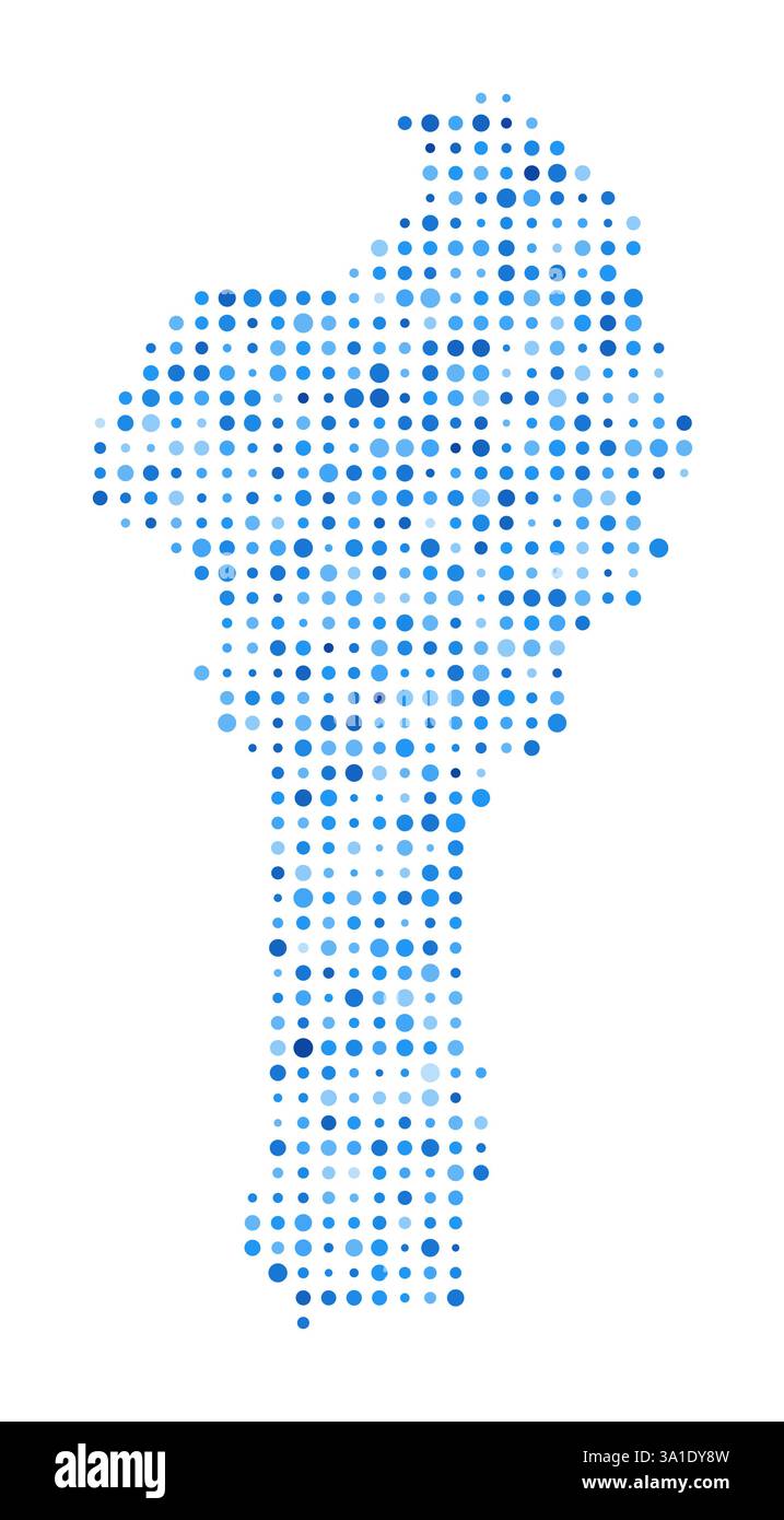 Benin Dot Map. Country Digital Style Shape. Benin vector image. Country shape blue circular dots. Vibrant vector illustration. Stock Vector