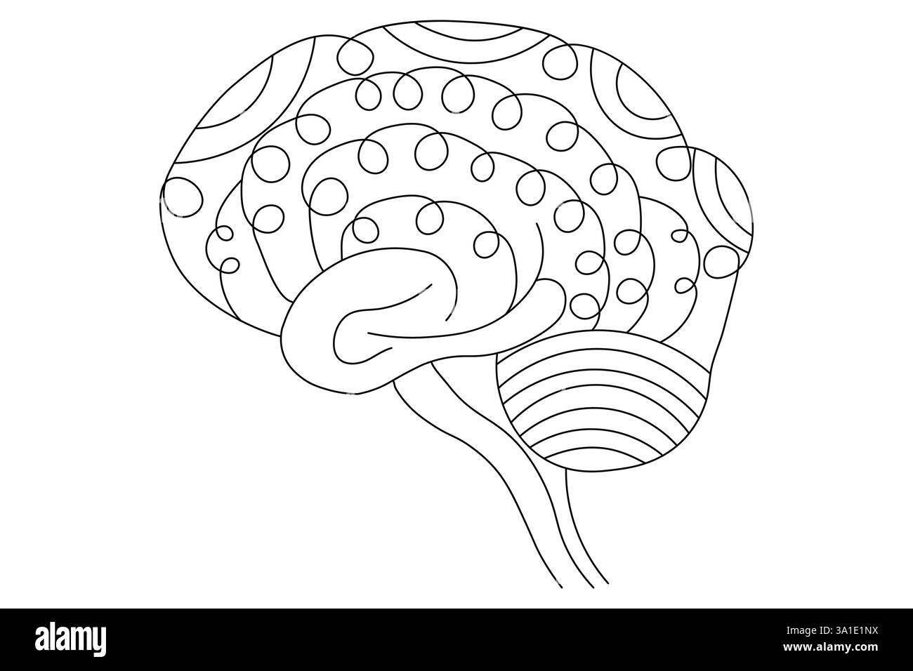 One Fourth Brain Drawing Human brain Continuous one line drawing of line art and vector ...