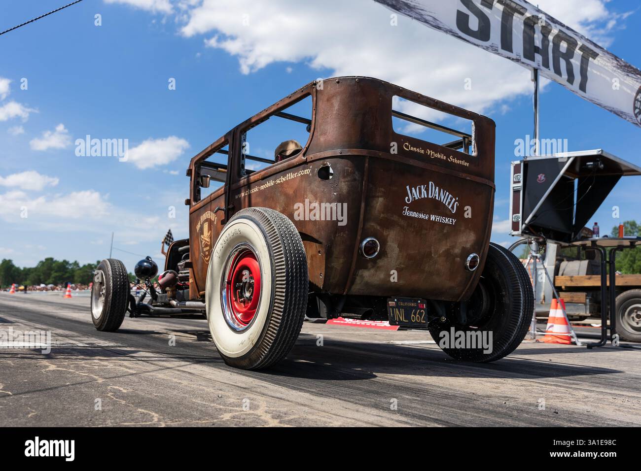FINOWFURT, GERMANY - JUNE 28, 2024: The custom hot rod on the racing ...