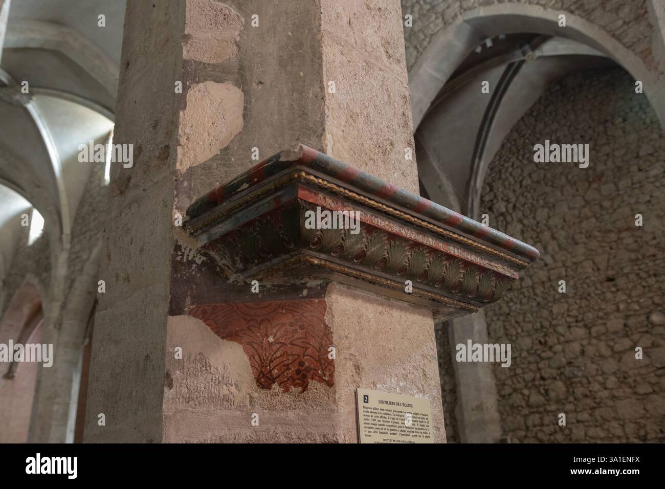 Traces of 16th century paint on a pillar in the fortress-church of St ...
