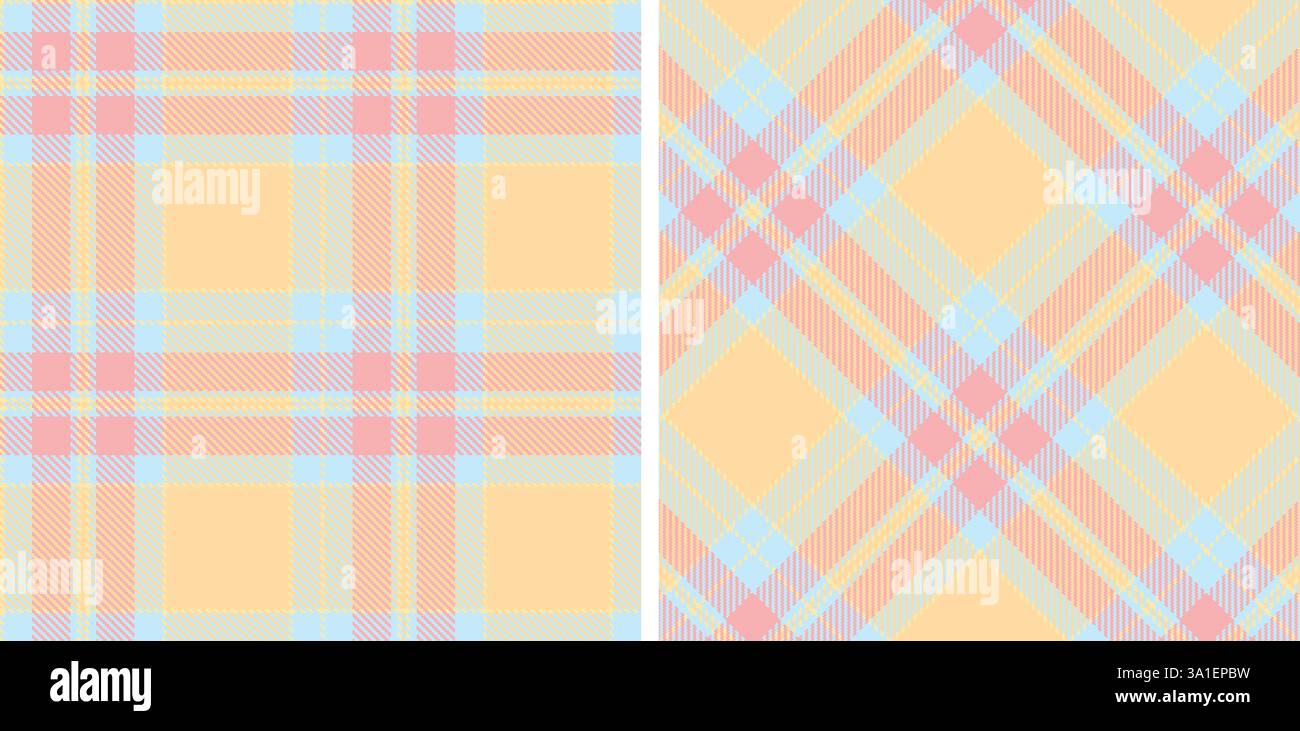 Tartan Seamless Patterns in Pastel themed colors Stock Vector