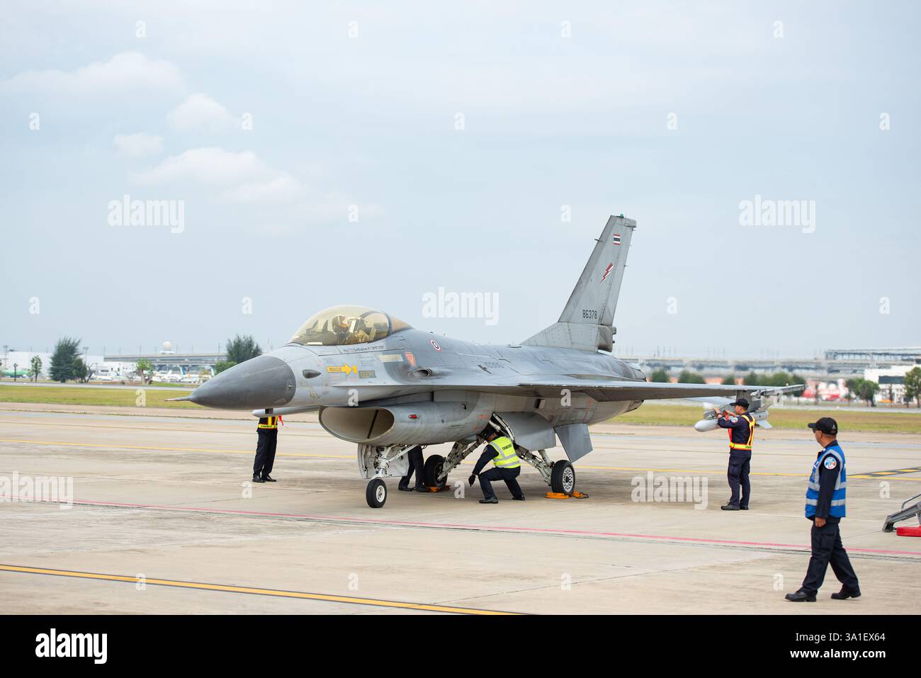 F-16 of The Royal Thai Air Force (RTAF), performs in the sky to the ...