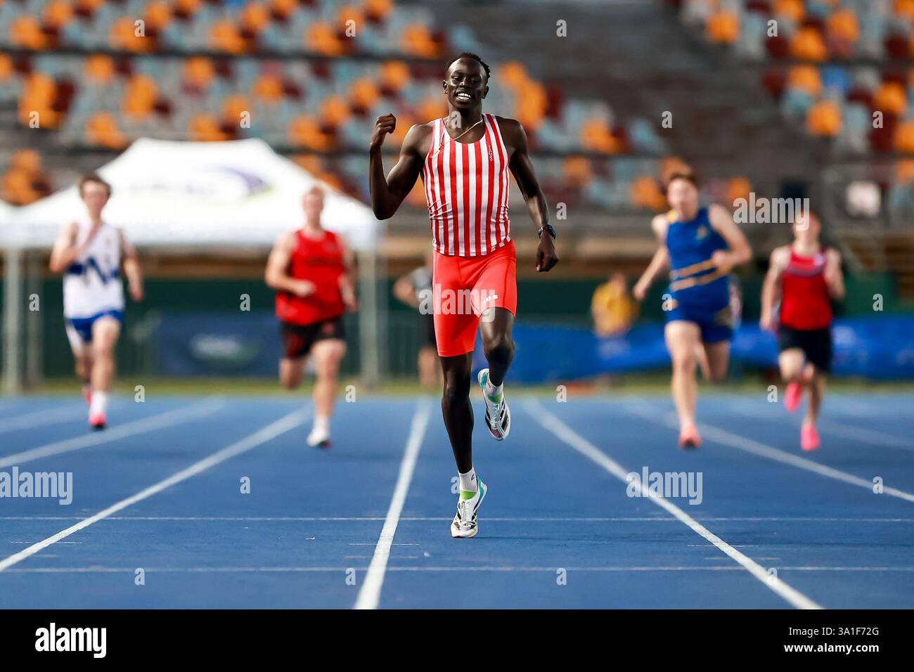 Gout Gout finishes off the GPS 2024 Athletics 400m relay in first place